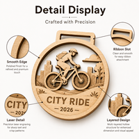Médaille en bois personnalisée pour la course de ville du Royaume-Uni, récompense de finisseur, prix de course sportive, souvenir, design personnalisé avec rubans