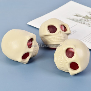 Jouet anti-stress en TPR en forme de tête de fantôme d'Halloween de 6 cm, tête de squelette souple, balle anti-stress pour farces et soulagement de l'anxiété, jouet sensoriel - Product Image 2