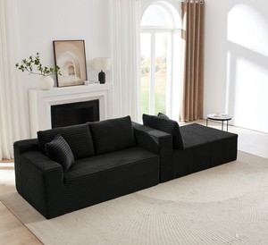 L-Shaped Convertible Modular Sectional Sofa Set Corduroy Fabric Deep-<b>Seat</b> No Assembly Required Comfy Sleeper Living Room - Product Image 5