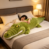 Grand coussin en peluche en forme d'alligator vert, jouet géant en peluche, coussin doux pour la décoration de la chambre d'enfant ou du canapé