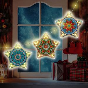 SONGWOO Pendentif lumineux personnalisé en forme de pentagramme en papier, motif dessin animé de Noël, pour <span class=keywords><strong>peinture</strong></span> diamant - Product Image 3