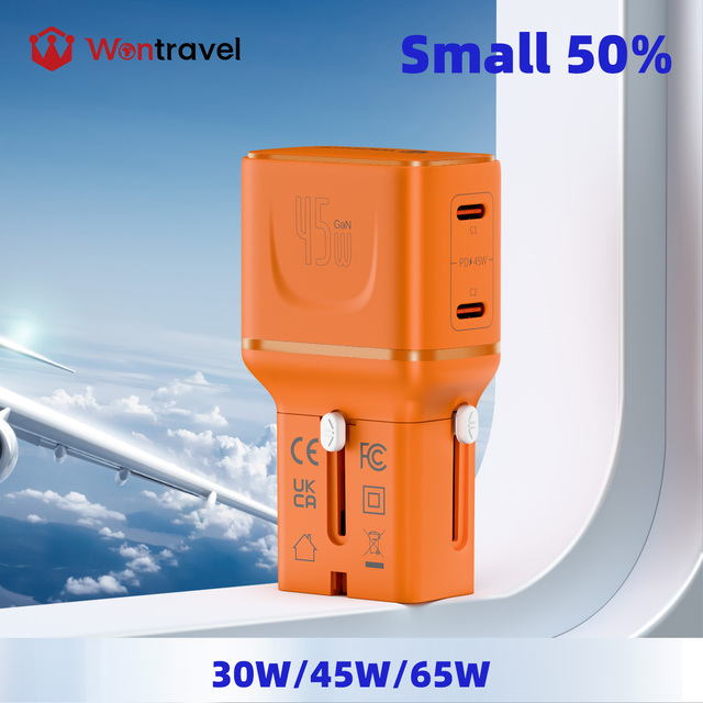 Wontravel GaN 45W PPS Logo Multi-plug Usb Charger Global Travel Adapter Power Adapter Universal Travel Adapter