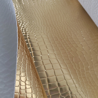 Cuir PVC à motif crocodile brillant, épais, texturé or, gaufré, résistant à l'abrasion, cuir synthétique PVC