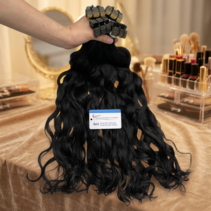 Extensions de cheveux naturels vierges vietnamiens de qualité salon, à bandes adhésives, ondulés naturels, super double drawn, pointes pleines - Product Image 1