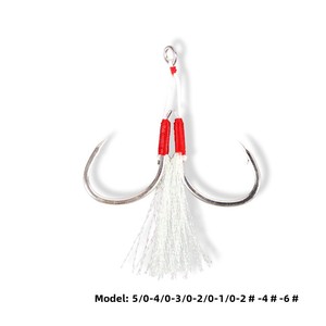 เบ็ดตกปลาแบบช่วยตกปลาชนิดสโลว์พิทช์จิ๊กกิ้ง สำหรับตกปลาทะเลน้ำเค็ม ทำจากเหล็กกล้าคาร์บอนสูงคุณภาพพรีเมียม พร้อมเส้นลวดสีขาวคู่และเส้นลวดเดี่ยว - Product Image 1