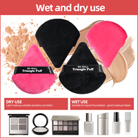 BS-MALL Borla de Maquillaje Triangular al por Mayor con Logotipo Personalizado, Borla de Polvo Cosmético de Terciopelo Suave en Forma de Cuña para Polvo Mineral Suelto