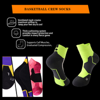 Chaussettes de basket-ball de couleur vive pour hommes et femmes, bas unisexe, épais, à Compression, pour sports en plein air, Performance athlétique