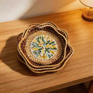 Sustainable Bamboo Wicker Woven <b>Basket</b> Handmade Decorative Craft <b>Bread</b> <b>Basket</b> Gift Fruit <b>Bread</b> Container - Product Image 2