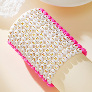 Pulseras <span class=keywords><strong>de</strong></span> la <span class=keywords><strong>Amistad</strong></span> con Letras <span class=keywords><strong>de</strong></span> Amor y Corazón Rojo para Niñas y Mujeres, Pulseras Elásticas <span class=keywords><strong>de</strong></span> Cuentas <span class=keywords><strong>de</strong></span> Arcilla Polimérica Coloridas con Logotipo <span class=keywords><strong>de</strong></span> Letras, Regalos - Product Image 5