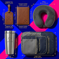 Set Hadiah Perjalanan Khusus: Tag Bagasi Kulit, Tempat Paspor, Bantal Leher untuk Klien VIP
