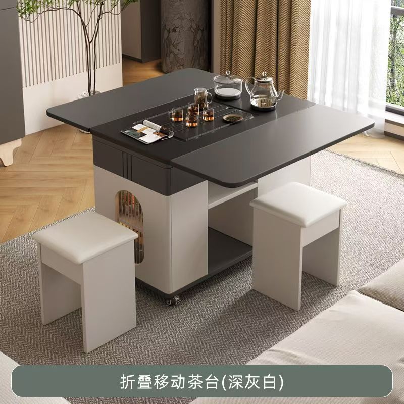 Dark gray and white [with 2 stools]
