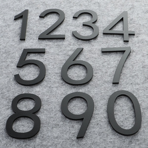 Numéros de maison modernes blancs et noirs de 2 pouces, <span class=keywords><strong>autocollant</strong></span> flottant de numéro de porte extérieure pour chambre d'hôtel, porte d'appartement et panneau d'adresse - Product Image 1