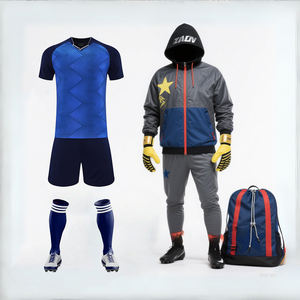 Dernier design, nouveau modèle, maillot de football pour hommes, été, bleu personnalisé, 100% polyester, séchage rapide, respirant, manches courtes - Product Image 1