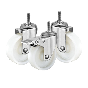 75 mm 100 mm 125 mm Mittelschwere Edelstahl-Lenkrolle aus Nylon mit Gewindestift und Totalfeststeller - Product Image 2