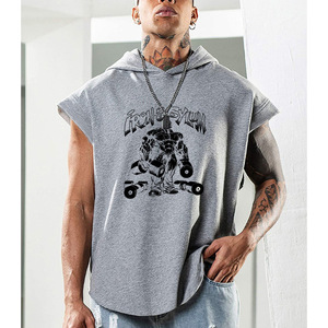 <span class=keywords><strong>Gilet</strong></span> de sport sans manches à <span class=keywords><strong>capuche</strong></span> en coton pour <span class=keywords><strong>homme</strong></span>, pour la salle de sport, la course à pied, le basketball, la musculation - Product Image 5