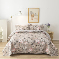 Ensemble de literie à imprimé végétal, motif double face, couvre-lit chaud vintage, ensemble de couvre-lit en coton 3 pièces pour lit de 2,2 m