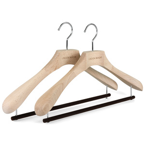 Cintre à costume en bois brut de qualité supérieure <span class=keywords><strong>LINDON</strong></span> avec barre en velours antidérapante - Product Image 1