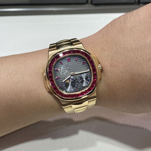 Montre mécanique de luxe pour homme plaquée or 18 carats avec détails en rubis, calendrier des phases lunaires, cadran multifonction, montre-bracelet automatique - Product Image 6