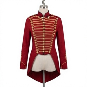 Red Women Hussar Jacket <b>Vintage</b> Windproof Quilted <b>Button</b> Front Ceremonial Uniform Outerwear - Product Image 1