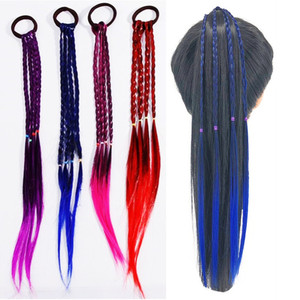 Queues <span class=keywords><strong>de</strong></span> <span class=keywords><strong>cheval</strong></span> dégradées colorées pour enfants, accessoires <span class=keywords><strong>de</strong></span> tresses à 4 brins <span class=keywords><strong>de</strong></span> 15 pouces <span class=keywords><strong>avec</strong></span> élastique, extensions <span class=keywords><strong>de</strong></span> cheveux pour filles, vente en gros - Product Image 1