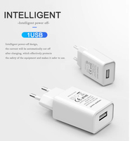 Adaptateur de chargeur mural de voyage USB avec prise EU certifiée CE GS Premium 5V 1A Protection OVP OCP Câble rétractable Pliable