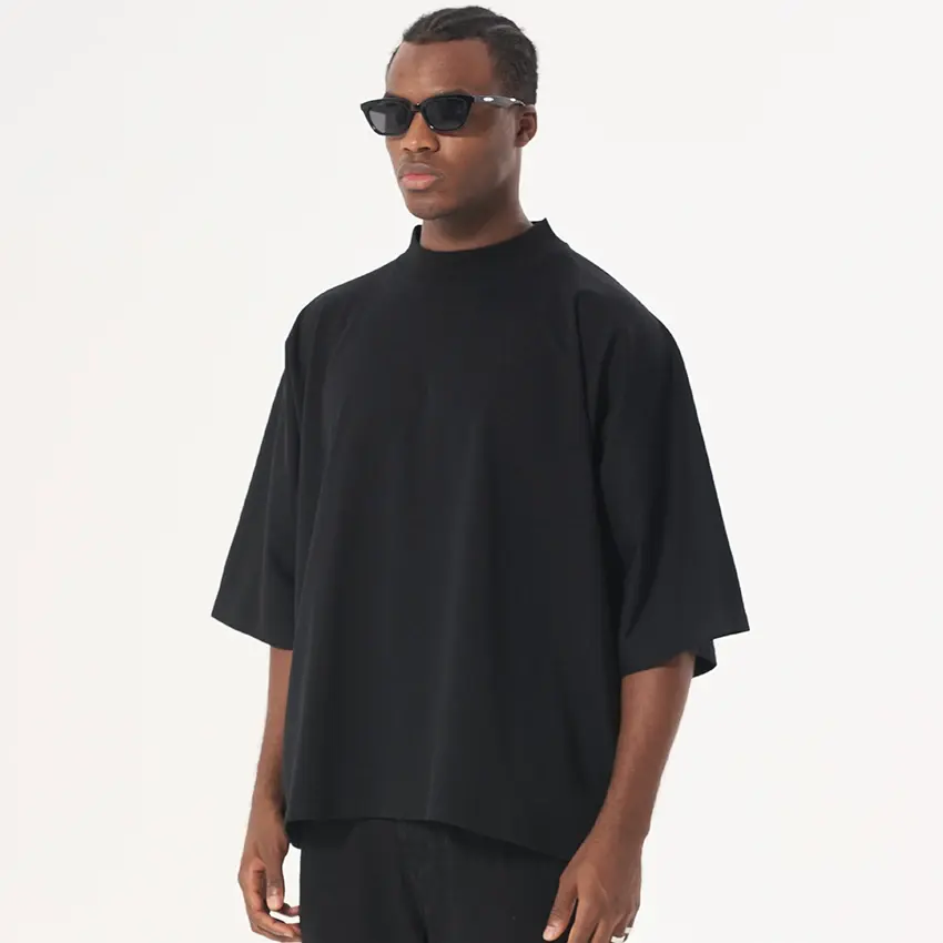 Nouveau Design cou à manches courtes goutte épaule surdimensionné 100% coton hommes t-shirt boxy Fit coton biologique t-shirt imprimé vierge t-shirt