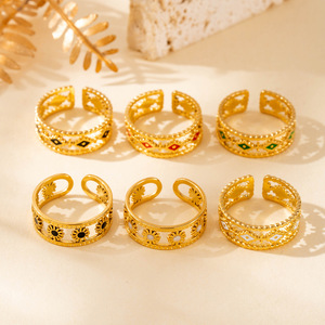 Anillo Abierto Unisex de Acero Inoxidable, Diseño Geométrico de Flor, para Regalo de Boda, Compromiso, Aniversario o Fiesta - Product Image 2