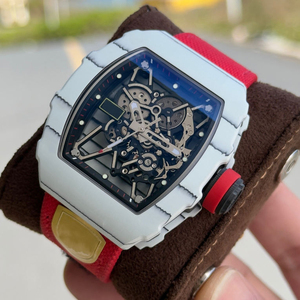 Reloj Automático de Fibra de Carbono para Hombre, Estilo RM, Resistente al Agua, con Correa de Tela Roja - Product Image 1