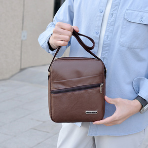 Cross Border Men's PU Leather Shoulder Bag Small Square Sling Bag Business Casual Everyday Use Brown Black Yellowish Brown - Product Image 2
