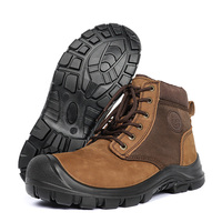 Chaussures de sécurité industrielles en cuir, embout en acier, semelle intermédiaire en acier, semelle extérieure en PU, bottes de travail, fabricant en gros