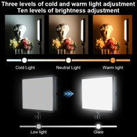 Panneau LED de studio à température de couleur 2800-7000K, 12 pouces, réglable, alimenté par USB, éclairage d'appoint, trépied de 1,8 m, CRI>85