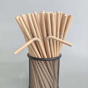 หลอดกระดาษงอได้ ย่อยสลายได้ทางชีวภาพ หลอดดูดน้ำแบบใช้แล้วทิ้ง ห่อแยกชิ้น สำหรับร้านอาหาร คาเฟ่ และอุปกรณ์เครื่องดื่ม - Product Image 2