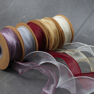 Chiffon Ribbon Spool Woven Floral Style For Cake Flower Packaging Gift Decor - Product Image 2