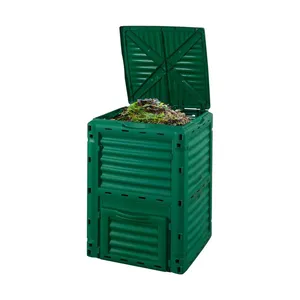 Composteur de jardin en polypropylène vert 300L avec couvercle et ventilation pour usage extérieur - Product Image 1