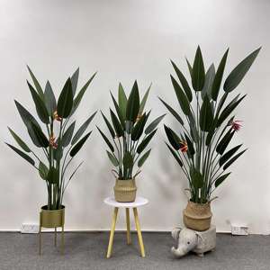 Plante simulée en pot Intérieur Salon Décoration de sol Plante verte Grue <span class=keywords><strong>Orchid</strong></span>ée Banane Soie simulée Ciel Oiseau - Product Image 3