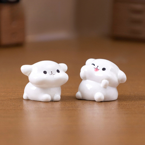 Figura de cachorro blanco y adorable de Weijs, <span class=keywords><strong>Casa</strong></span> de Muñecas Mengli, accesorios decorativos DIY, pequeño adorno de micropaisaje para escritorio - Product Image 4
