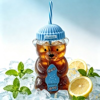 Bouteille d'eau en verre borosilicate de 20 oz avec paille, motif ours du zodiaque, sans BPA, mignonne tasse à café glacé en forme d'ours