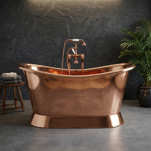Bañera Independiente de Cobre, Acabado Metálico Pátinado de Lujo, Rectangular, Hecha a Mano, Moderna, CH-799, Artesanía India para el Hogar - Product Image 1