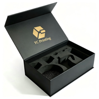 Boîte cadeau magnétique noire de luxe avec logo personnalisé, emballage de boîte cadeau magnétique et boîte en papier PR haut de gamme