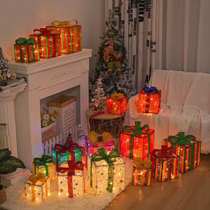 Ensemble de 3 décorations de Noël pour la maison, boîte lumineuse décorative, boîte cadeau lumineuse de Noël - Product Image 3