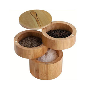 หม้อไม้ไผ่<span class=keywords><strong>สาม</strong></span><span class=keywords><strong>ชั้น</strong></span>สำหรับใช้ในครัวเรือนพร้อมฝาปิดและช้อนกล่องเก็บไม้สำหรับพริก - Product Image 1