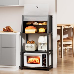 Estante para pan, gabinete para pan dos en uno con panel acrílico para almacenamiento de cocina y estante para tostadora - Product Image 1