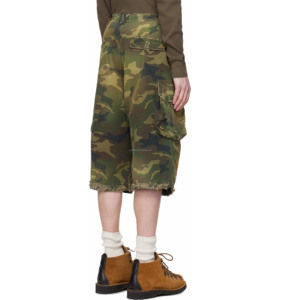Nouveauté 2026 avec étiquettes Short cargo tactique en coton surdimensionné, coupe ample, longueur genou, effet usé, camouflage vert pour <span class=keywords><strong>homme</strong></span> - Product Image 6
