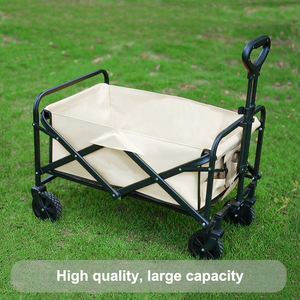 Çok Amaçlı Metal Çerçeveli Katlanabilir Plaj Bahçe Katlanabilir Açık Hava 4 Tekerlekli El Arabası Kamp Arabası - Product Image 3