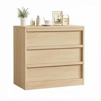 Commode moderne minimaliste à 3 tiroirs en bois aggloméré, meuble de rangement en bois massif pour salon et chambre, avec panneau MDF à glissière fluide