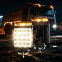 Neue 12V 18W Wasserdichte Aluminiumlegierung 4-Zoll-Bagger-LED-Arbeitsleuchte mit gelbem Warnblitz und Flutlicht, IP67-zertifiziert für Baustellen
