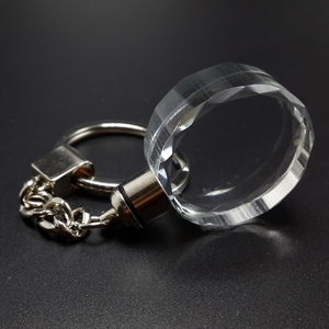 Wholesale Cheap Round Shape Blank LED Crystal Keychain Glass Key Chains for Promotional Gifts
