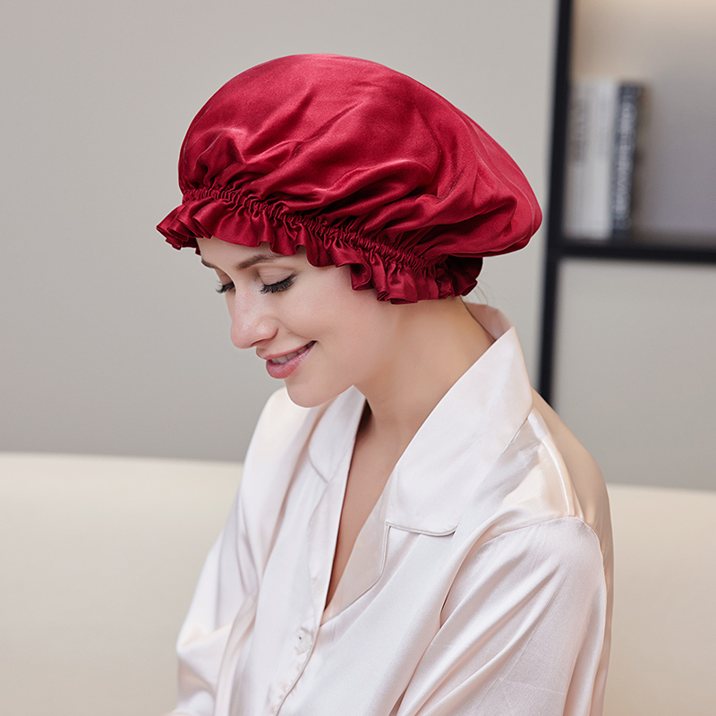 Double layer Silk Red Bonnet