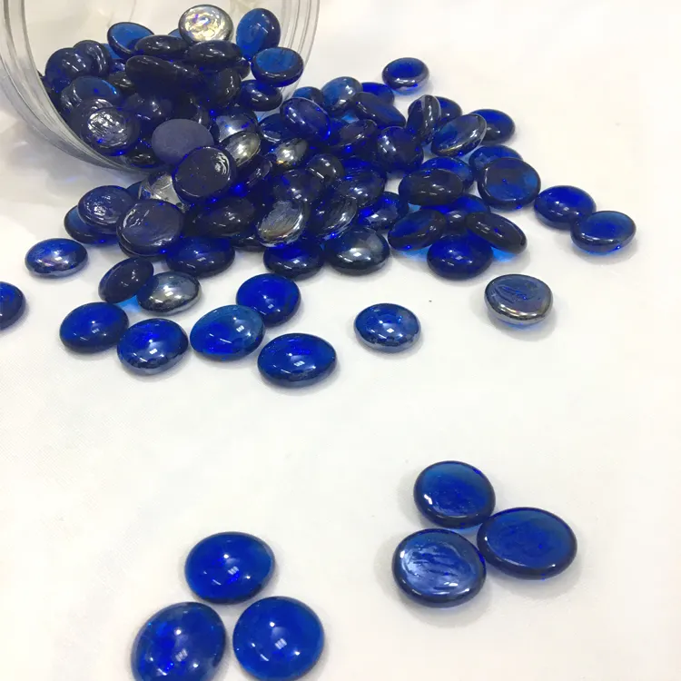 China Großhandel klar blau flachen Glas Marmor für die Dekoration