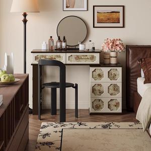 Guji Solid Wood Retro Pattern Dressing <b>Table</b> With Storage Bedroom <b>Makeup</b> Vanity - Product Image 4